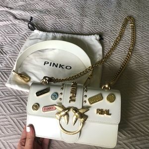 Pinko Love Pins White Eco Leather Shoulder bag